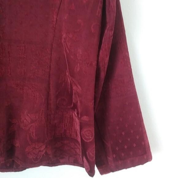 Vintage Patchwork-Look Textured Jacket, Burgundy/Maroon Red, Large - Picture 8 of 9